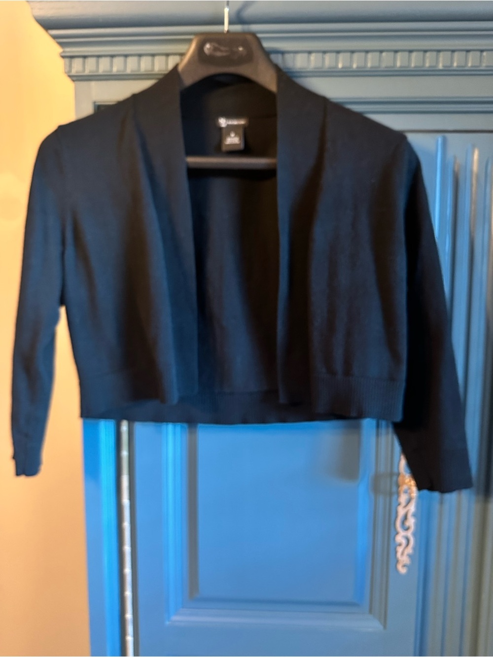 new directions Black Cropped Open-Front Women's Cardigan